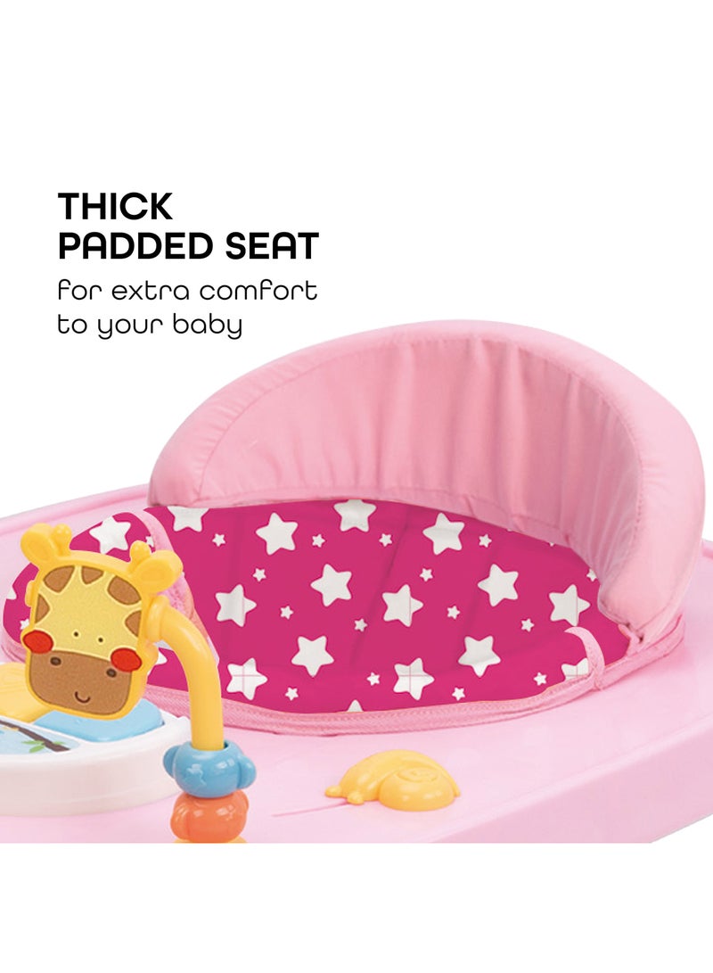 Moon Drive Height Adjustable Baby Musical Walker- Pink Forest  - Image 4