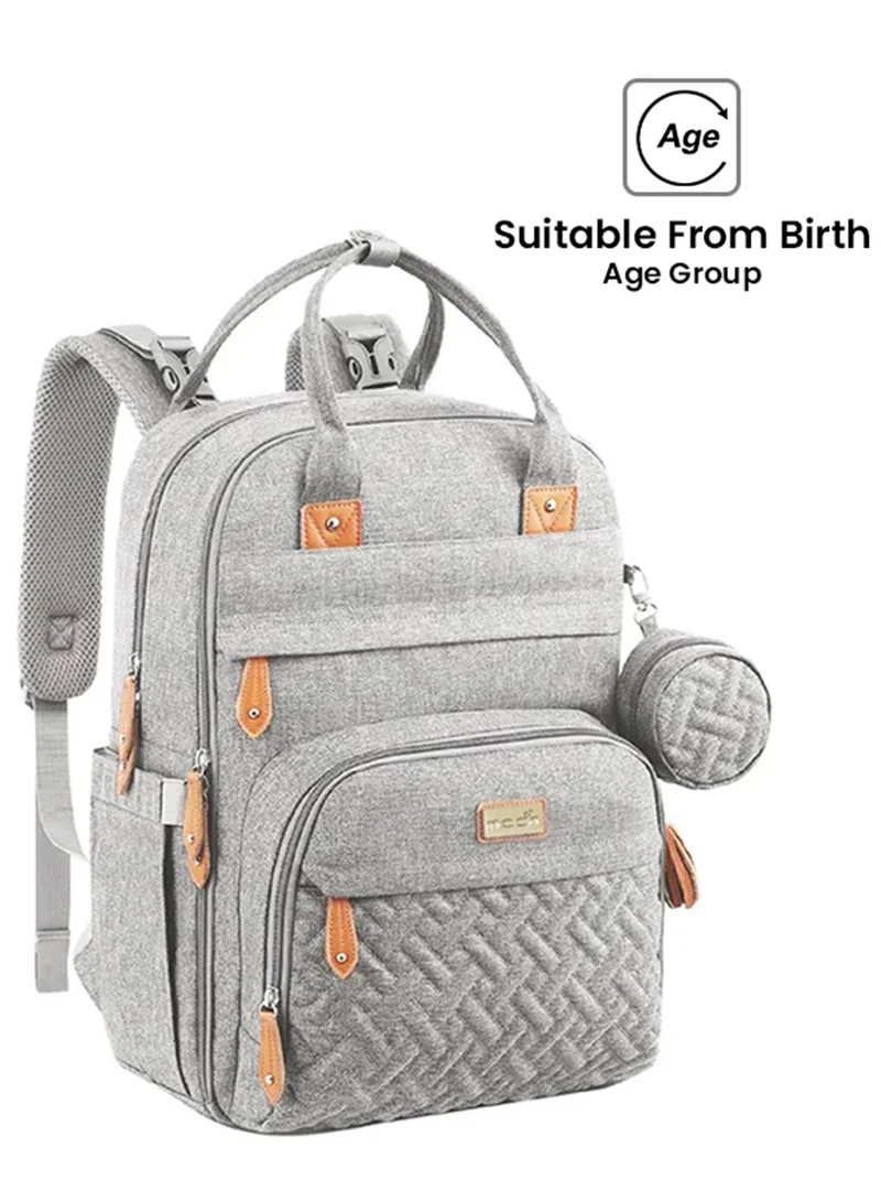 Moon Karyme Diaper Bag Pack With Pacifier Case- Grey
