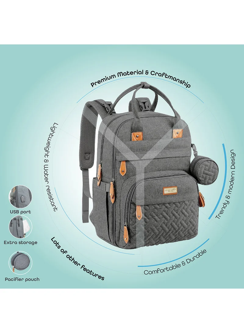 Moon Karyme Diaper Bag Pack With Pacifier Case- Dark Grey