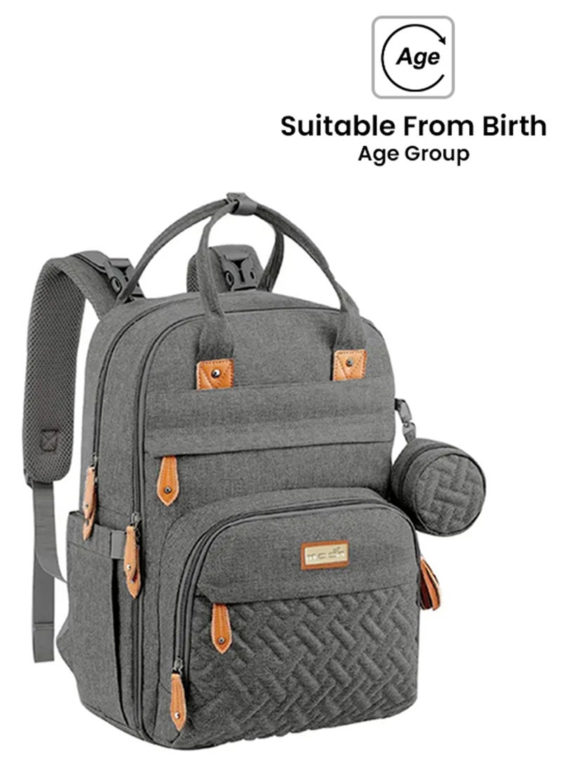Karyme Diaper Bag Pack With Pacifier Case- Dark Grey