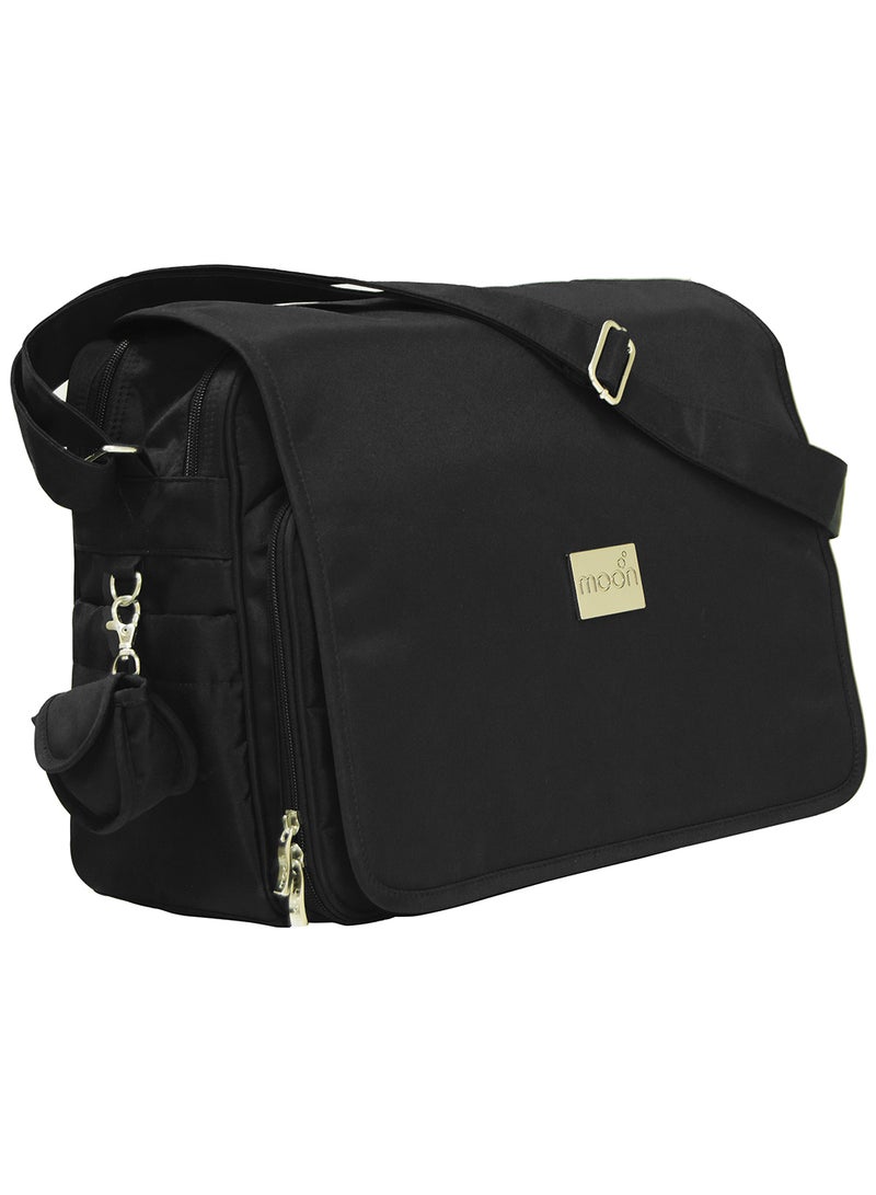 Moon - Forever Multifunctional Diaper Messenger Bag, Large Capacity, Excellent Quality And Elegant Appearance - Black - Image 1