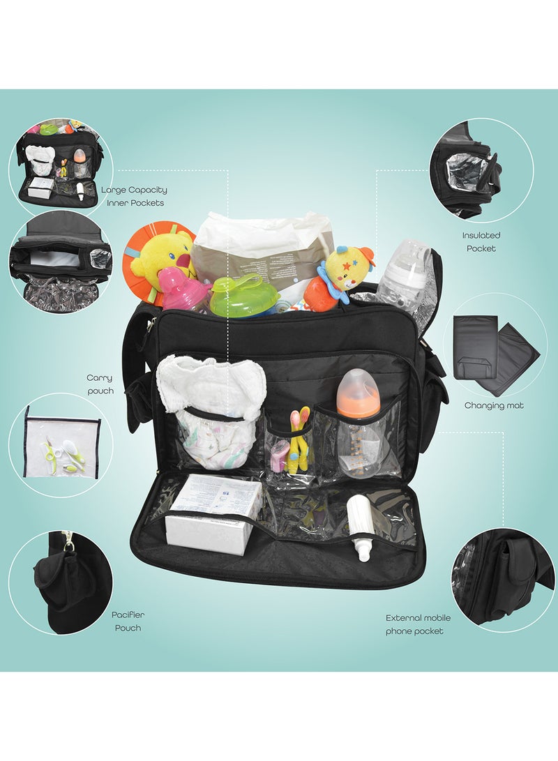 Moon - Forever Multifunctional Diaper Messenger Bag, Large Capacity, Excellent Quality And Elegant Appearance - Black - Image 1