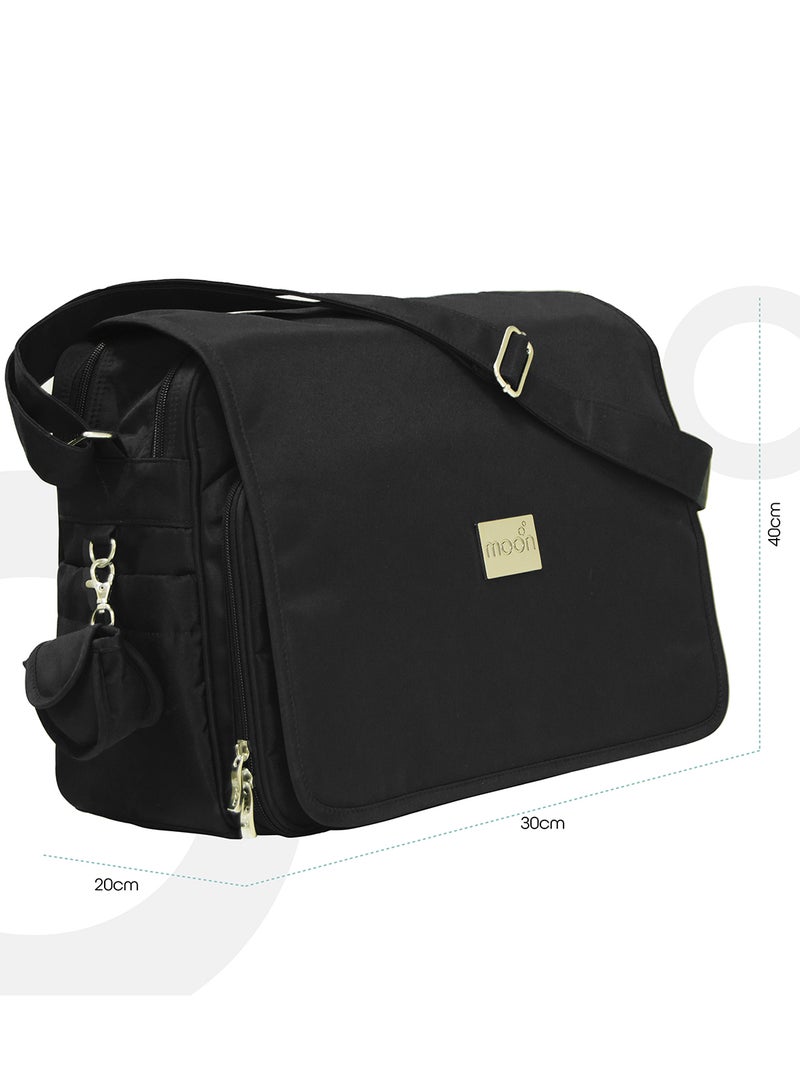 Moon - Forever Multifunctional Diaper Messenger Bag, Large Capacity, Excellent Quality And Elegant Appearance - Black - Image 1