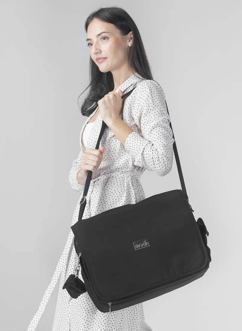 Moon Forever Multifunctional Diaper Messenger Bag, Large Capacity, Excellent Quality And Elegant Appearance - Black