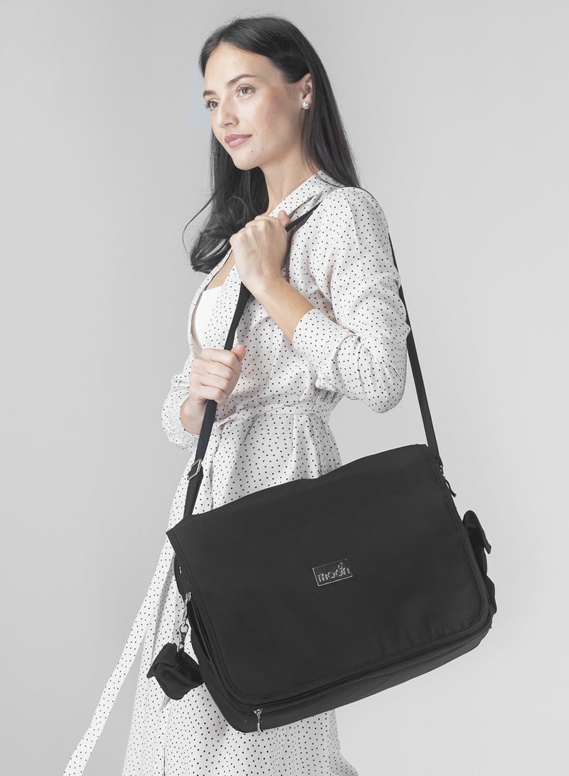 Moon - Forever Multifunctional Diaper Messenger Bag, Large Capacity, Excellent Quality And Elegant Appearance - Black - Image 1