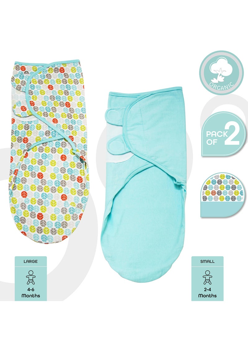 Moon Organic Cotton Baby Swaddler Pack Of 2- Blue  - Image 4