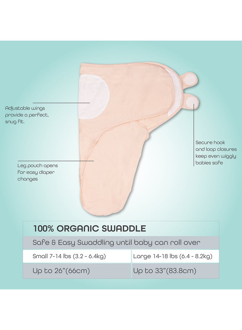 Moon Organic Cotton Baby Swaddler -Pink  - Image 2