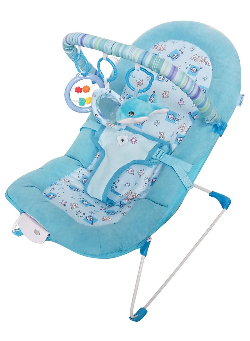 Moon Animal Printed Hop-Hop Baby Bouncer - Blue  - Image 1