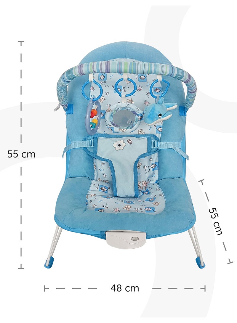 Moon Animal Printed Hop-Hop Baby Bouncer - Blue  - Image 4