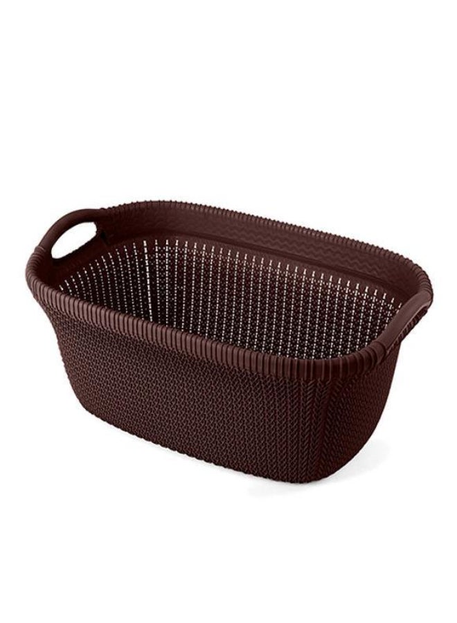 El Helal & Silver Star Oval Laundry Basket Brown 36 x 27 x 59cm - Image 2