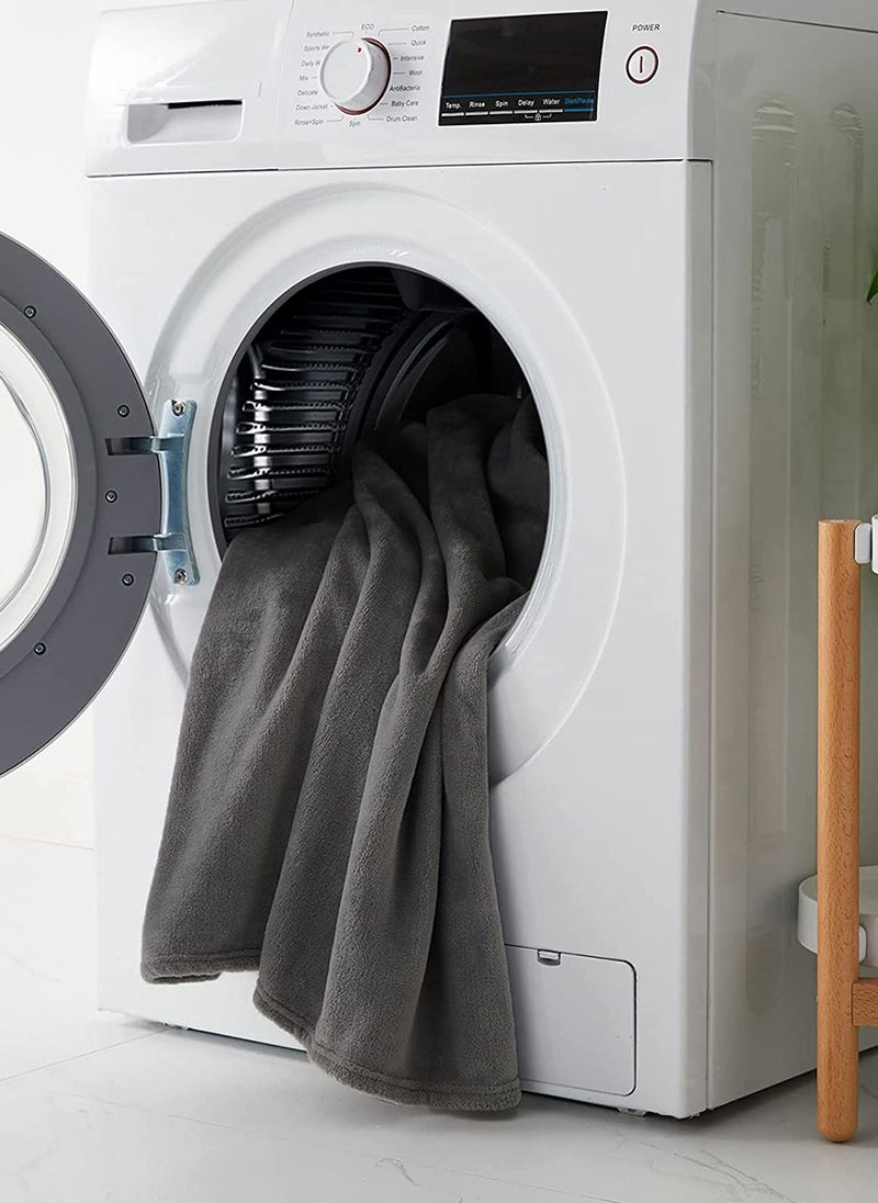 ايست من نون غطاء خفيف وفائق النعومة من البوليستر 100% من إيست من نون مقاس 220×230 سم للأريكة أو غرفة النوم، لون رمادي رمادي 220 x 230سم - Image 2