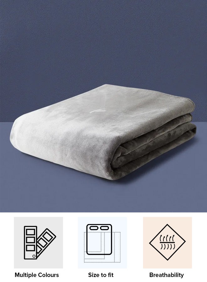 ايست من نون غطاء خفيف وفائق النعومة من البوليستر 100% من إيست من نون مقاس 220×230 سم للأريكة أو غرفة النوم، لون رمادي رمادي 220 x 230سم - Image 5