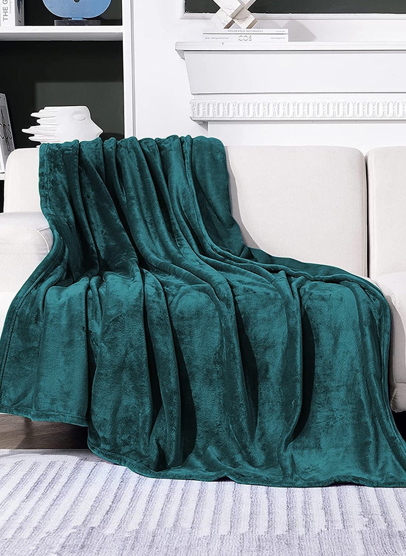 ايست من نون غطاء خفيف وفائق النعومة من البوليستر 100% من إيست من نون مقاس 220×230 سم للأريكة أو غرفة النوم، لون زمردي أزرق / أخضر 220 X 230سم - Image 3