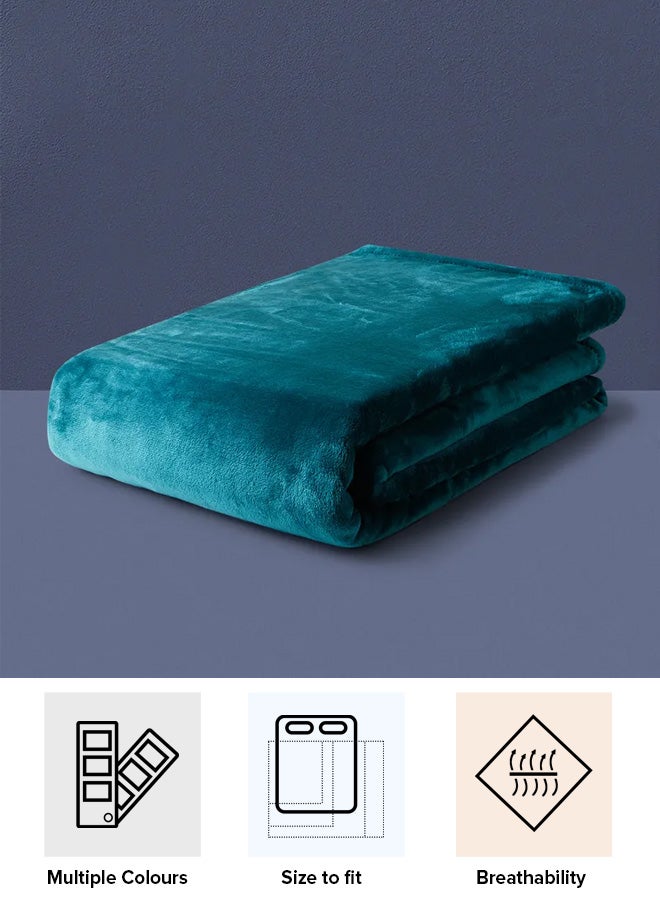 ايست من نون غطاء خفيف وفائق النعومة من البوليستر 100% من إيست من نون مقاس 220×230 سم للأريكة أو غرفة النوم، لون زمردي أزرق / أخضر 220 X 230سم - Image 5