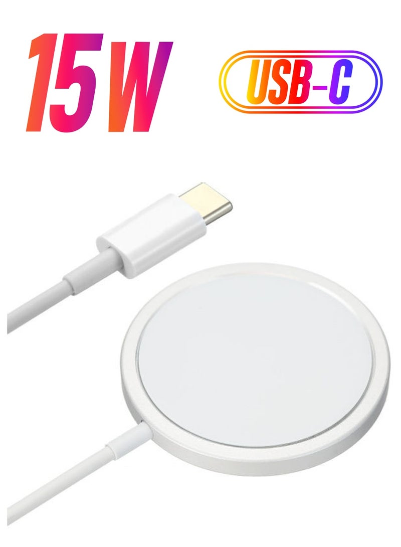 Generic - HSLG Wireless Magnetic Fast Charging Pad for iPhone 12/12 mini/12 pro/12 pro max and Huawei XiaoMi Silver - Image 1