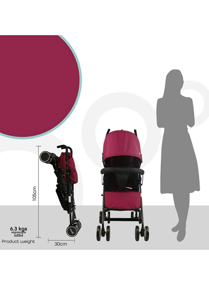 Moon Neo Plus Travel Stroller – Umbrella Fold, Reclining Seat, Storage Basket, Lightweight And Compact, Suitable 0m+ (Up to 18kg) – Dark Red