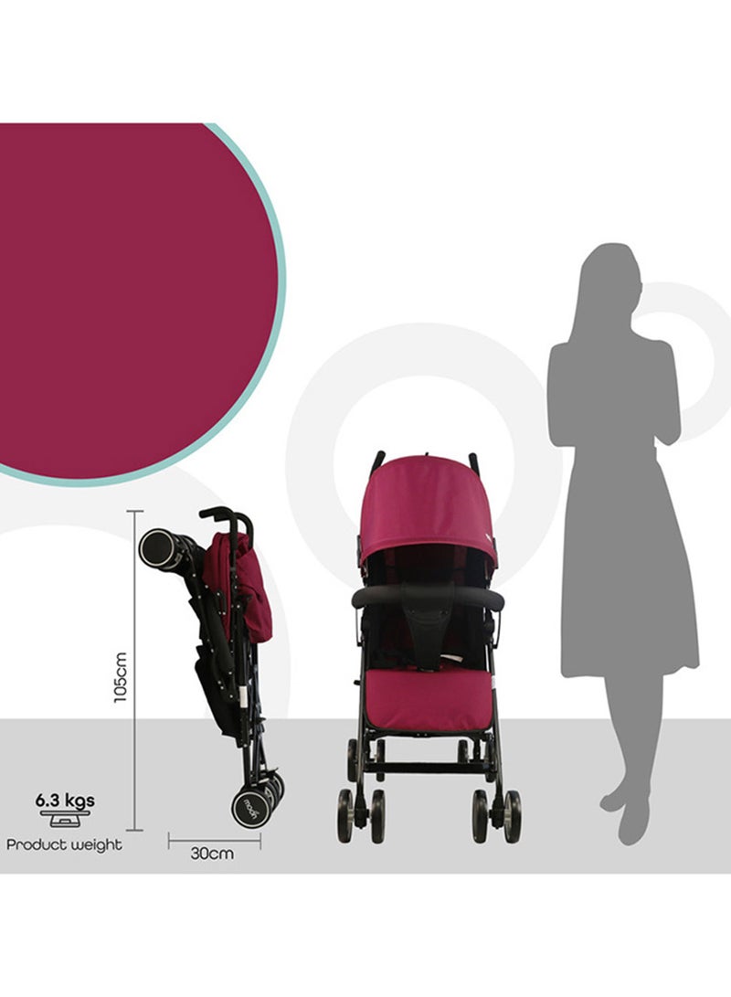 Moon Strek Lightweight Travel Stroller – Umbrella Fold, Multi-Recline, Storage Basket, Compact And Travel-Friendly, 0m+ to 18kg – Dark Red - Image 5