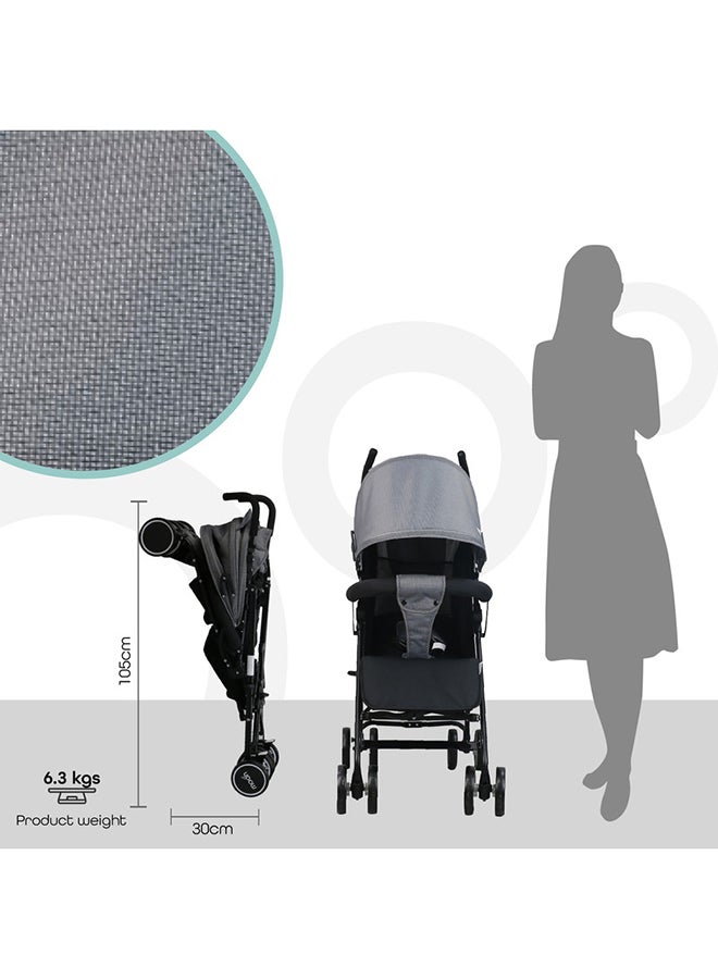 Moon Strek Lightweight Travel Stroller – Umbrella Fold, Multi-Recline, Storage Basket, Compact And Travel-Friendly, 0m+ to 18kg – Black + Grey Dots - Image 5