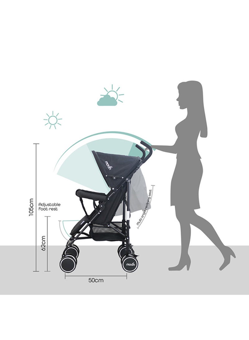 Moon Strek Lightweight Travel Stroller – Umbrella Fold, Multi-Recline, Storage Basket, Compact And Travel-Friendly, 0m+ to 18kg – Dark Grey - Image 4