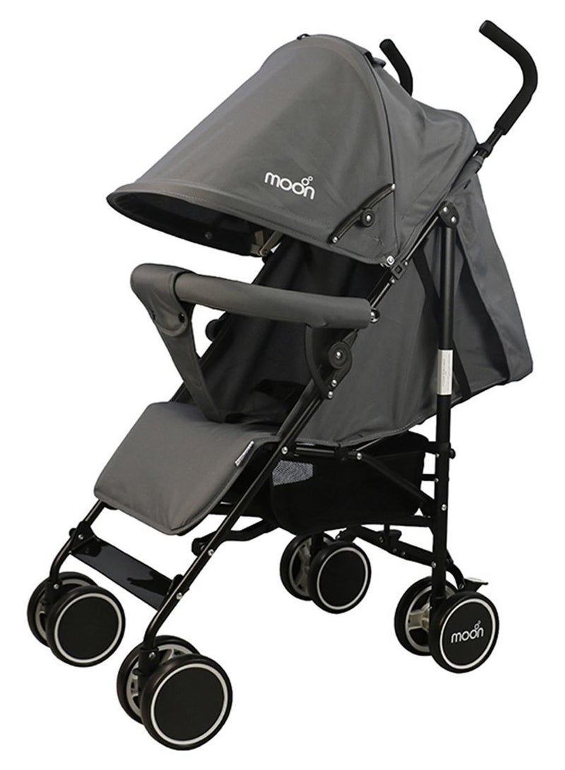 Moon Strek Lightweight Travel Stroller – Umbrella Fold, Multi-Recline, Storage Basket, Compact And Travel-Friendly, 0m+ to 18kg – Mid Grey - Image 1