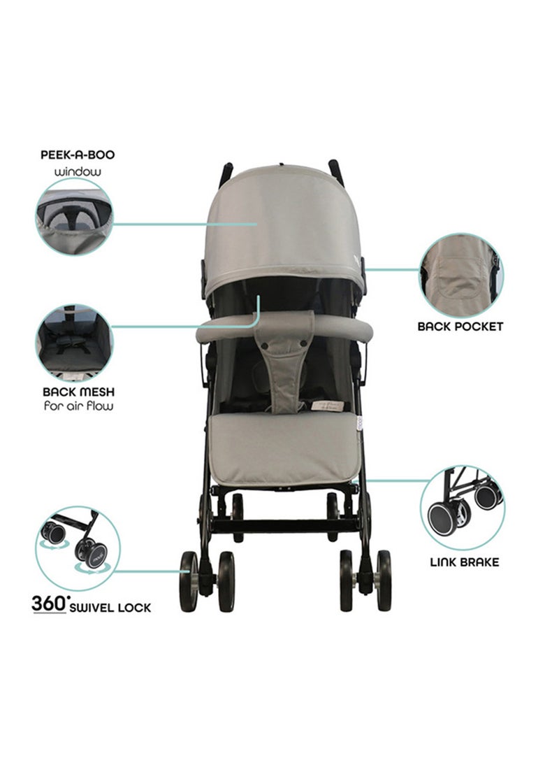 Moon Strek Lightweight Travel Stroller – Umbrella Fold, Multi-Recline, Storage Basket, Compact And Travel-Friendly, 0m+ to 18kg – Cool Grey - Image 3