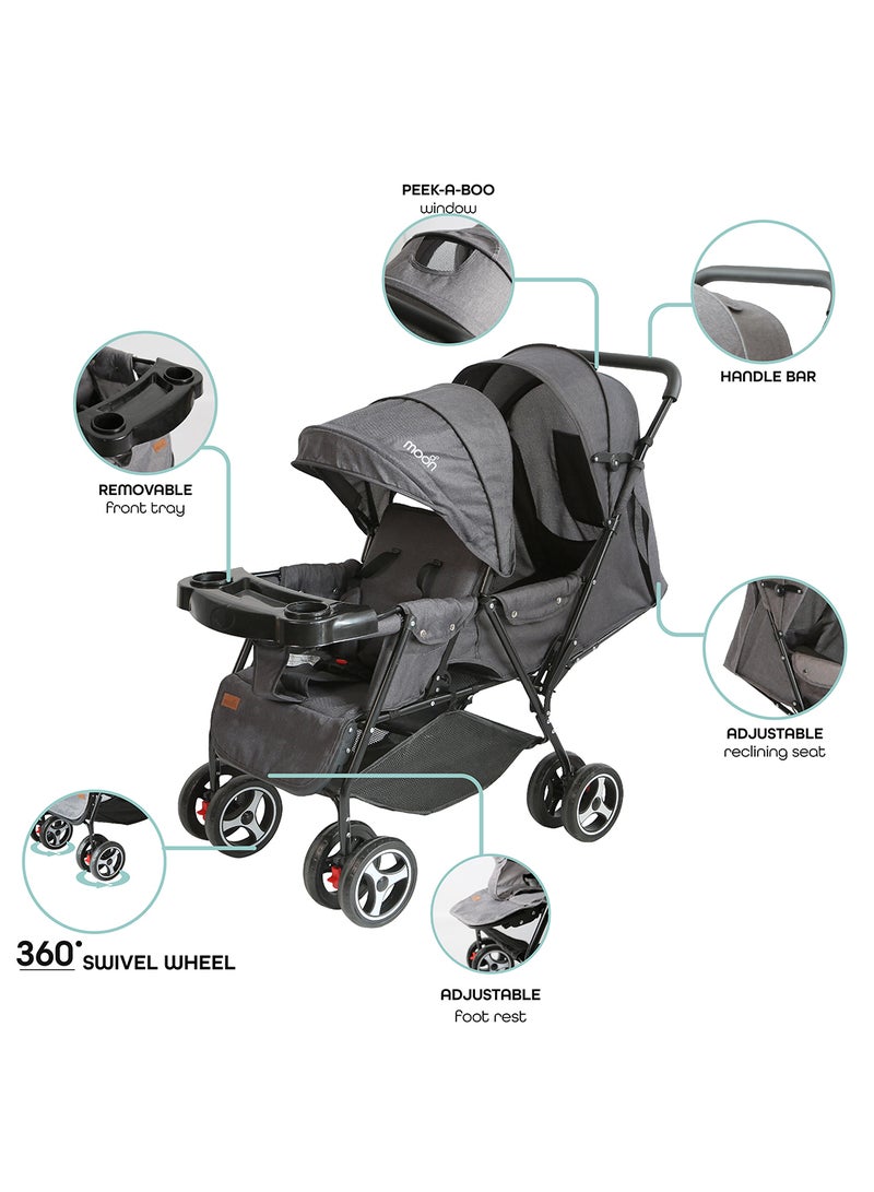 Pair Twin Stroller - Black/Grey - pnsku/N43285193A/45/_/1724247221/6199cae6-9134-4dce-afe8-a5fb867a14fa