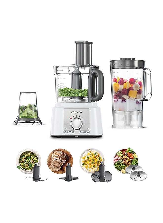 KENWOOD Food Processor, Bowl, 1.5L Blender Bowl, Multi Mill, 7 Processing Tools, 3 L 1000 W FDP65.400WH, FDP65.450 white - Image 1