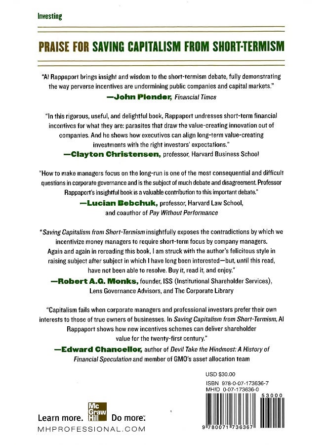 Saving Capitalism From Short-Termism Hardcover English by Alfred Rappaport - Image 2