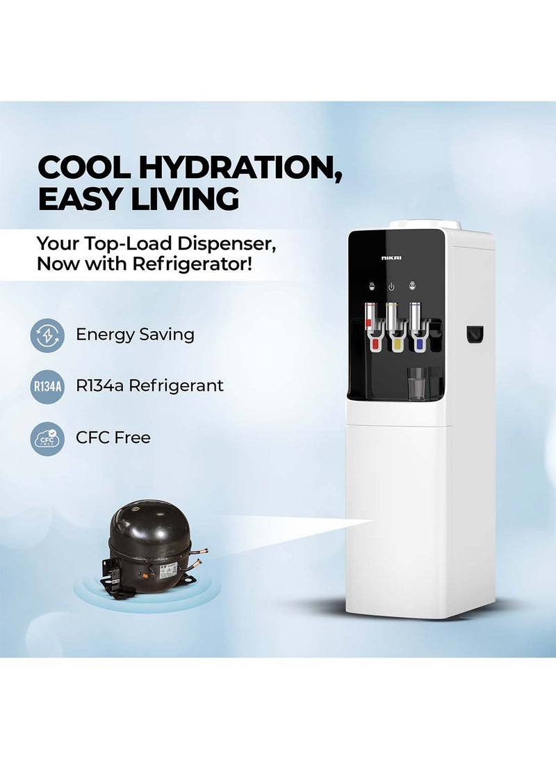 Top Loading Water Dispenser With 3 Tap Design Hot, Cool, Normal Water, Compressor Cooling, 16L Refrigerator Stainless Steel Tank, Low Noise, Anti-Bacterial Design, Anti-Spill NWD1400R White/Black/Silver