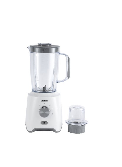 2-in-1 Blender- 600 W, 1.8, 0.3 liters, Powerful Motor with 3 Speed and Pulse, Transparent Unbreakable Jars with Sharp Blade, Grinder Attachment 2 Years Warranty 1.5 L 500 W KNB5315 White/Black/Clear