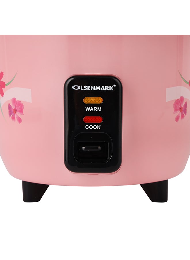 Olsenmark Multifunctional Rice Cooker With Non-Stick Inner Pot With Cool Touch Handle/Includes Cook And Keep Warm Functions, Equipped With Tempered Glass Lid, Rice Spoon, Plastic Inner Steamer And Measuring Cup 0.6 L 350 W OMRC2350H Pink/Silver - Image 2