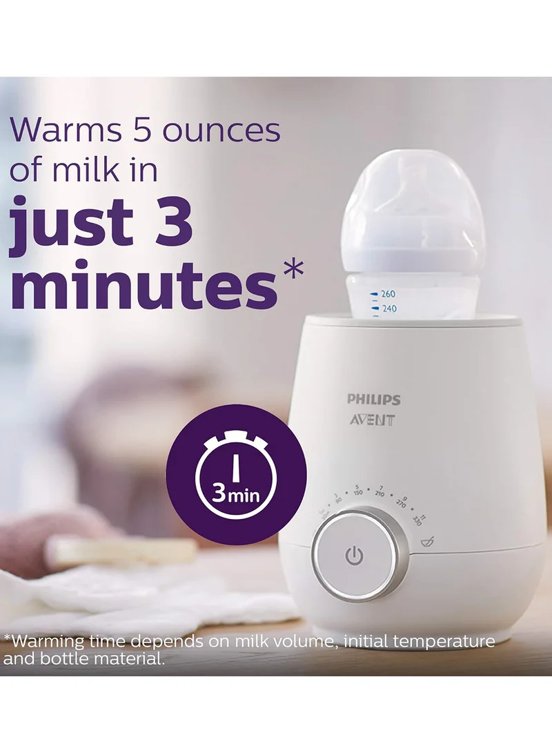 Philips Avent جهاز تدفئة سريع لزجاجات الأطفال بتحكم ذكي في درجة الحرارة وإغلاق تلقائي - لون أبيض