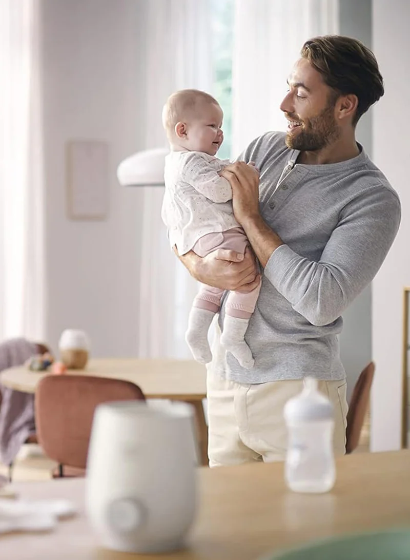Philips Avent جهاز تدفئة سريع لزجاجات الأطفال بتحكم ذكي في درجة الحرارة وإغلاق تلقائي - لون أبيض