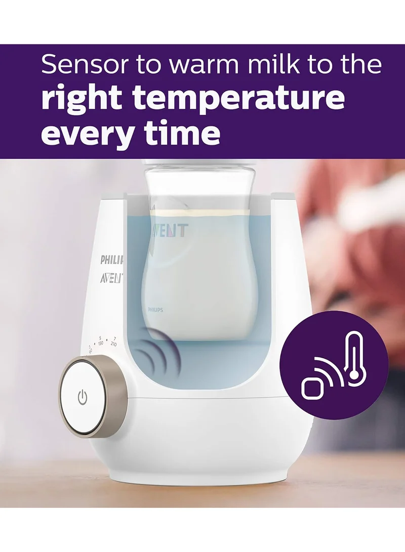 Philips Avent جهاز تدفئة سريع لزجاجات الأطفال بتحكم ذكي في درجة الحرارة وإغلاق تلقائي - لون أبيض