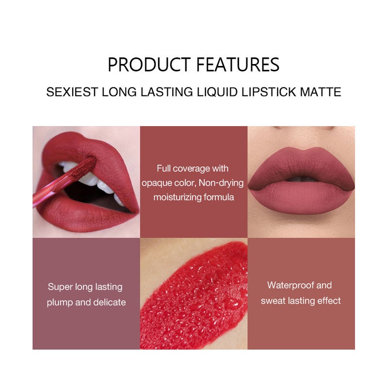 Handaiyan 6-Piece Matte Liquid Lipstick Multicolour - Image 5