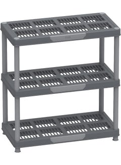 3 Tiers Shelving Storage Rack, Grey Mix Grey Mix