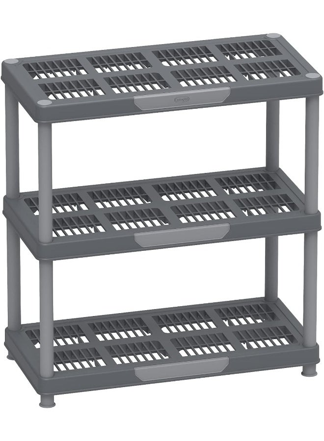 Cosmoplast 3 Tiers Shelving Storage Rack, Grey Mix Grey Mix  - Image 1