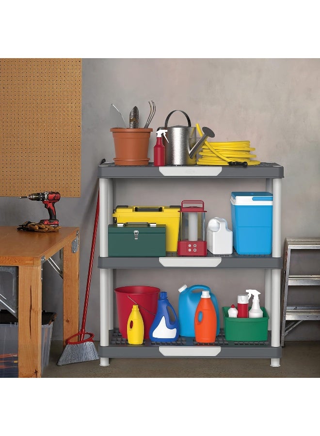 Cosmoplast 3 Tiers Shelving Storage Rack, Grey Mix Grey Mix  - Image 2