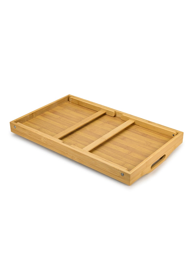 Cuisine Art 2-in-1 Foldable Bamboo Bed Tray Table – 30x50cm Portable Laptop Desk & Serving Tray with Handles – Dual-Purpose Breakfast in Bed Stand – Space-Saving Sustainable Wood Design Brown 108grams - Image 5