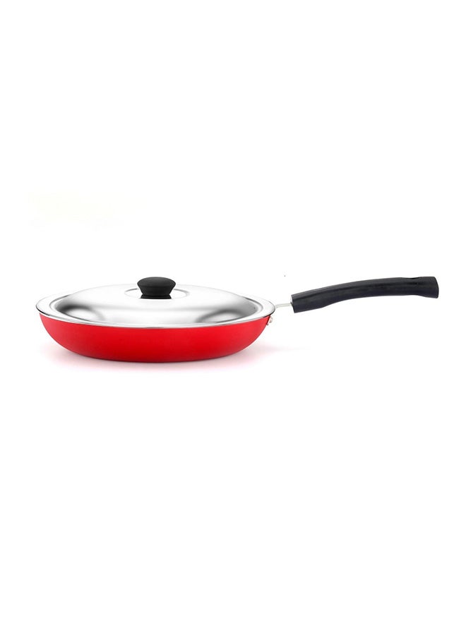 Mithra Non-Stick Fry Pan With Lid Red 24cm - Image 1