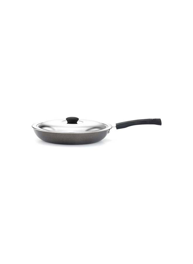 Mithra Non-Stick Fry Pan With Lid Silver 24cm