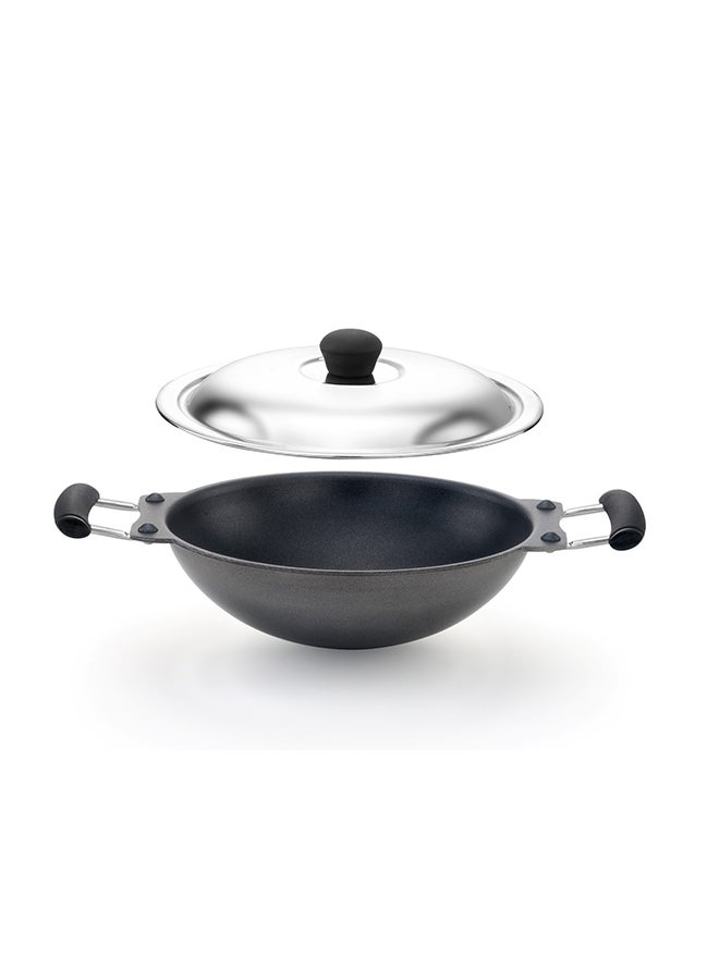 Mithra Non Stick Kadai With Lid Black 24cm  - Image 1