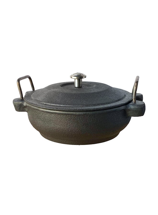 Ayda - Pre-Seasoned Cast Iron Kadai With Lid Black 17cm - Image 1