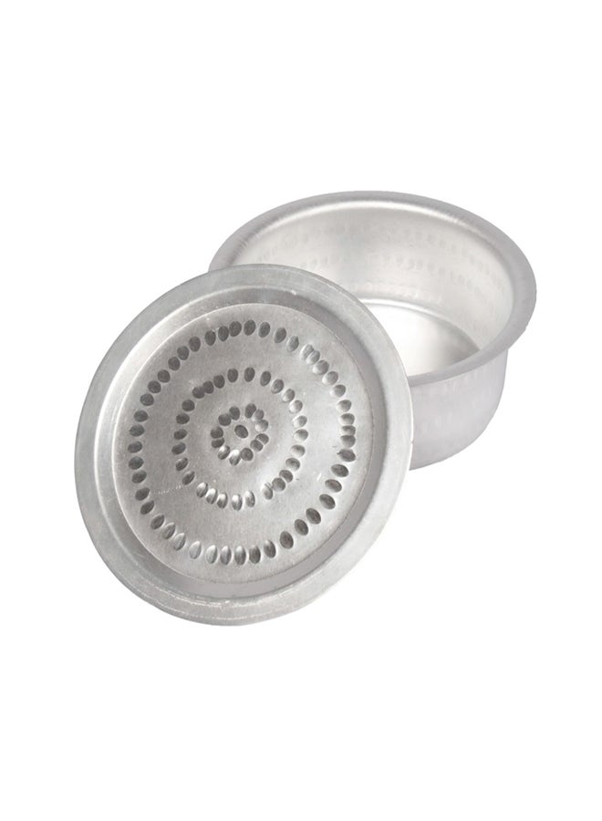 تاج قدر طهي كبير الحجم من الألومنيوم ومُشكل بالتطريق مع غطاء فضي - Image 1