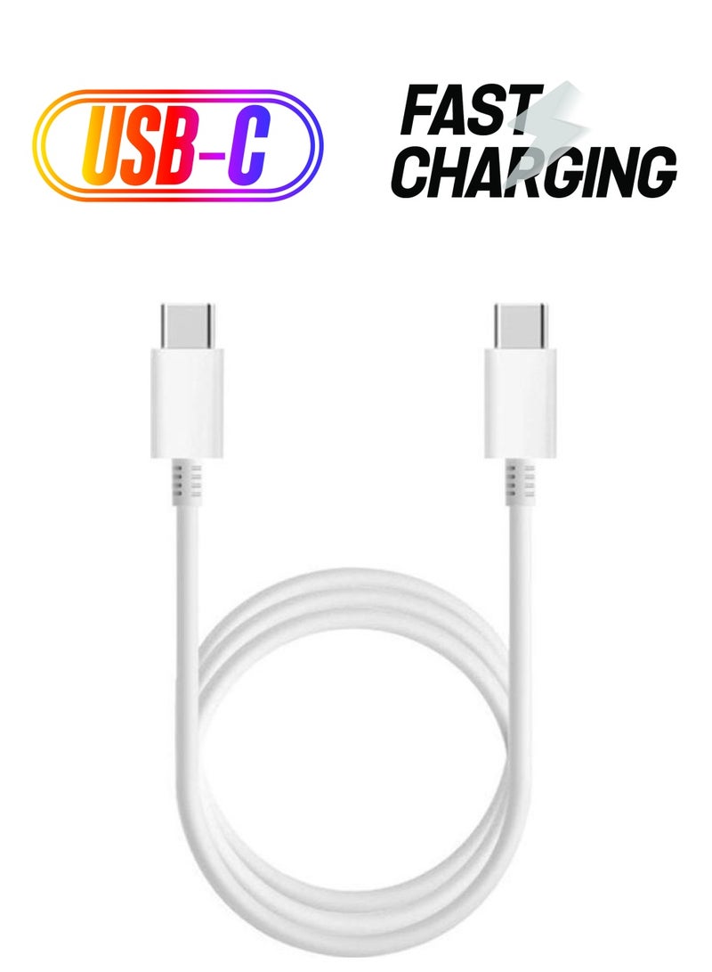 USB-C To Type-C Fast Charging Cable Compatible With Huawei MacBook White - Image 1