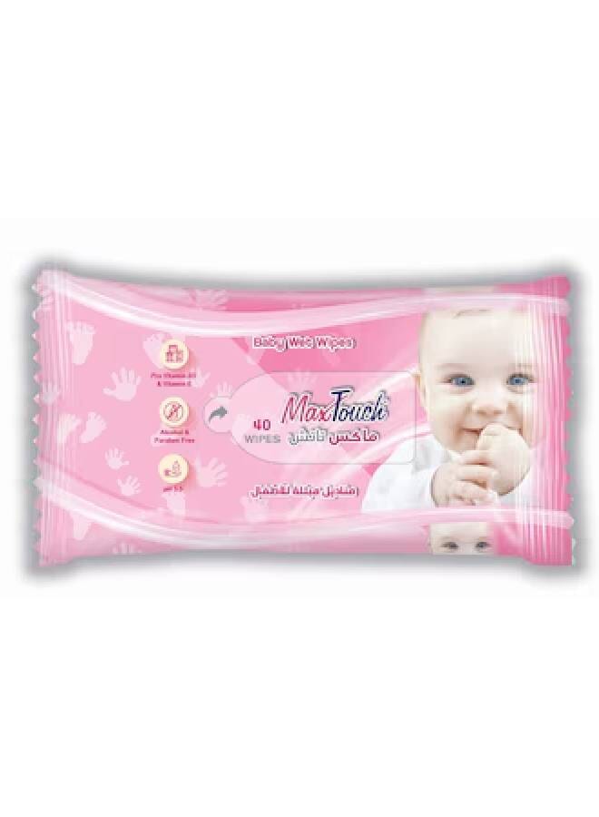 40-Piece Soft Fabric Alcohol Free Wet Wipes