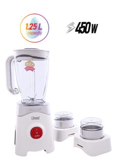 جانو خلاط كهربائي 3 في 1 بجودة عالية 1.25 L 450 W E06000 أبيض  - Image 1