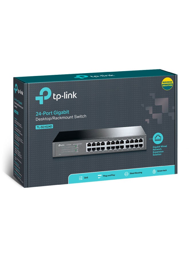 TP-LINK - 24-Port Gigabit Desktop And Rackmount Switch Black/Sliver - Image 1