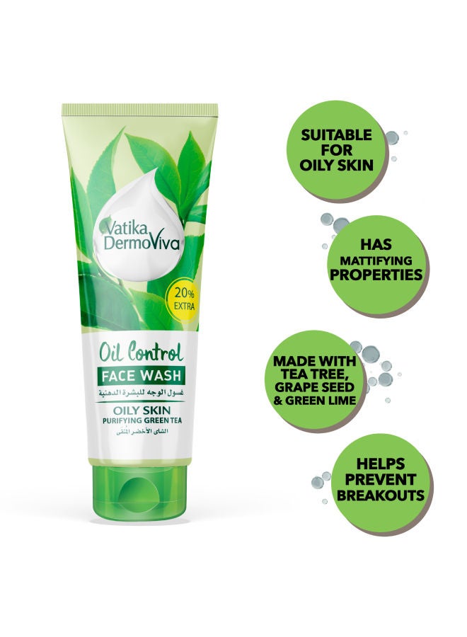 VATIKA - Dermoviva Oil Control Face Wash 150ml + 35ml | Purifying Green Tea | For Oily Skin (packaging may vary) 150 + 35ml - Image 1