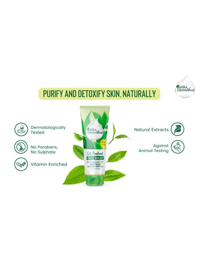 VATIKA - Dermoviva Oil Control Face Wash 150ml + 35ml | Purifying Green Tea | For Oily Skin (packaging may vary) 150 + 35ml - Image 1